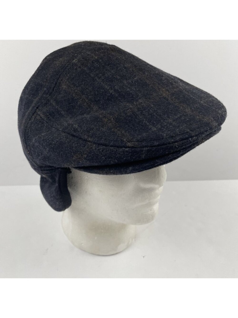 Epoch Hat Co Plaid 100% Wool Newsboy Cap Adult Large Lined Ear/Neck Flap